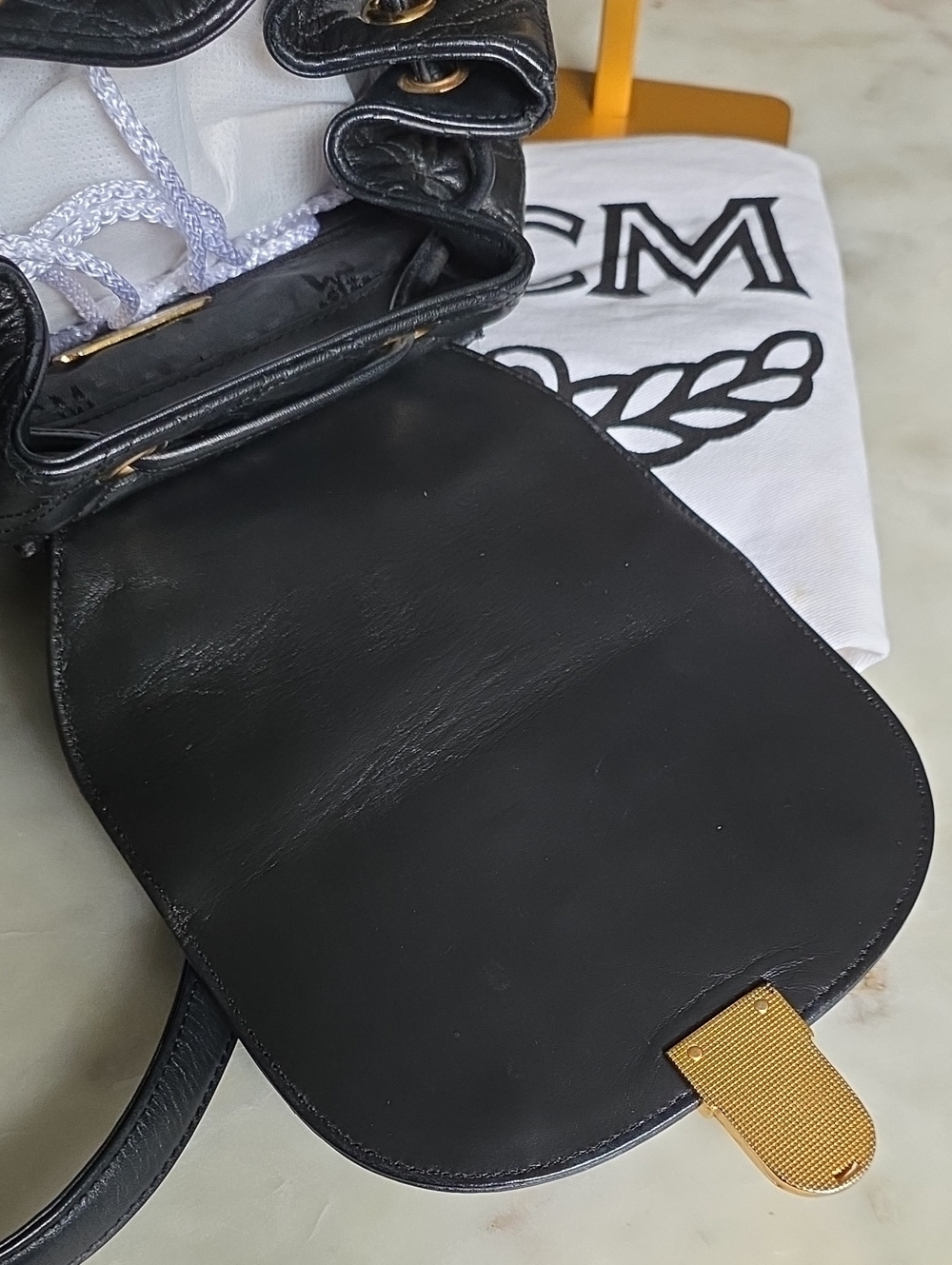 MCM Quilted Leather Black Backpack with Gold Hardware & Dustbag - Picture 12 of 16
